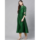 Juniper Chanderi Embellished Flared Womens Kurti - Green ( Pack of 1 ) - None