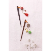 Multicoloured Crochet & Block Hair Sticks (Pair)