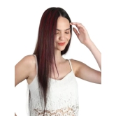 RefynHair Human Hair Extensions | Burgundy Color Clip-In Hair Streaks/Streax for Fashionable Looks! | Size 20 Inches | Pack of 1(Single Piece)