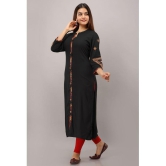 Preksha - Black Rayon Womens Front Slit Kurti ( Pack of 1 ) - None