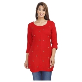 JC4U - Red Rayon Womens Straight Kurti ( Pack of 1 ) - L