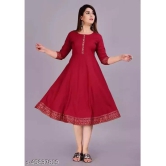 Smien - Maroon Rayon Women''s Anarkali Kurti ( Pack of 1 ) - None