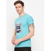 Lycos - Sky Blue Cotton Blend Regular Fit Men's T-Shirt ( Pack of 1 ) - None