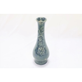 Khurja Pottery Flower Vase Bottle Shape Green Colour 10 Inches