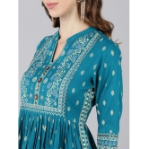 KIPEK - Turquoise Rayon Women's Anarkali Kurti ( Pack of 1 ) - None