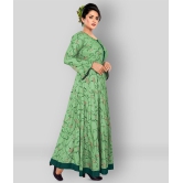 haya fashion - Green Rayon Women's Flared Kurti - M