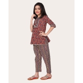 Girls Casual Kurta and Trouser Set-Maroon / 10 - 11 Years