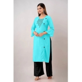 Kapadia - Light Blue Rayon Womens Straight Kurti ( Pack of 1 ) - None