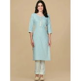 Glomee - Light Blue Cotton Blend Womens Straight Kurti ( Pack of 1 ) - None