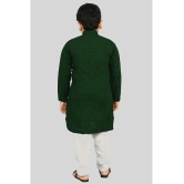 J D Creation Green Chanderi Boys Kurta Sets ( Pack of 1 ) - None