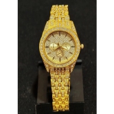 Rhonium Gold Metal Analog Womens Watch