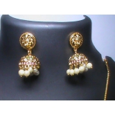 Traditional Indian Gold Plated Laxmi Pendant Set with Earrings