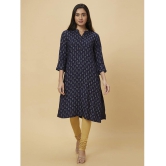 Globus - Navy Blue Viscose Women''s Straight Kurti ( Pack of 1 ) - None