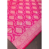 Pink Dual tone Pure Katan Silk Banarasi Saree with Persian Trellis Jaal Weave | SILK MARK CERTIFIED