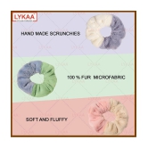 LYKAA Fur Microfabric Hair Scrunchies Elastics Ponytail Holders for Women & Girls - 3 Pcs Multicolor - Multi