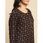 Rangita Women Rayon Black Gold Printed Calf Length Straight Kurti - None