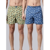 Joven Blue Cotton Mens Boxer- ( Pack of 2 ) - None