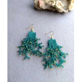 Teal Beaded Earrings for Women