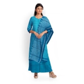 Blue Cotton Salwar Suit Fabric with Cotton Dupatta