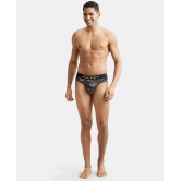 Jockey FP22 Men Super Combed Cotton Elastane Stretch Printed Brief - Black & Empire Yellow - None