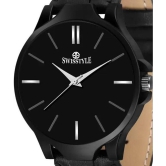 Swisstyle - Black Leather Analog Men''s Watch