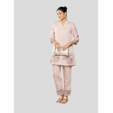 Aarika Peach Embroidered Pant Top Set - None