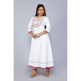 Monika Fashion Women Rayon Fabric Designer White Color Anarkali Kurta