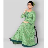 haya fashion - Green Rayon Women's Flared Kurti - M