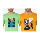 CHOZI Cotton Blend Regular Fit Printed Half Sleeves Mens T-Shirt - Multicolor ( Pack of 2 ) - None