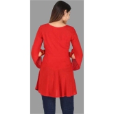 Smien - Red Rayon Womens Tunic ( Pack of 1 ) - None