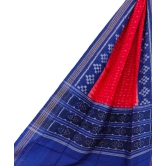 Red Blue Sambalpuri Handwoven Single Ikat Cotton Dupatta