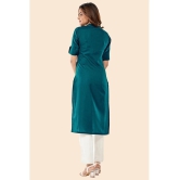 Glomee - Teal Cotton Womens Front Slit Kurti ( Pack of 1 ) - None