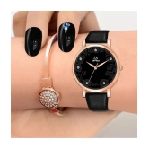 Septem Black Leather Analog Womens Watch