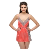 Clovia Orange Poly Satin Baby Doll Dresses - XL