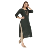 HIGHLIGHT FASHION EXPORT - Green Rayon Womens Straight Kurti ( Pack of 1 ) - XXL