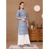 Rangita Women Cotton Light Grey Printed Knee Length Straight Kurti - None