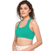 Sona Women Everyday Full Coverage Non padded Plus Size Stylish Racer back Sports Bra 012-Green-XL / GREEN / Cotton