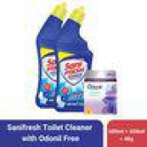 SANIFRESH Toilet Cleaner - Advanced Thicker Formulation, 500 ml each (Get Odonil Air Freshner Block 48g Free)