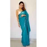 ANAND SAREES Chiffon Solid Saree With Blouse Piece - Light Blue ( Pack of 1 ) - Light Blue