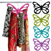 CONNECTWIDE? Flocking Butterfly Type Hanger Flocking Plastic Scarves Hangers for Tie, Scarf holders butterfly design with velvet flocculation, Non-Slip Flocked Scarf Tie Belt Clothes Wardrobe Holder Hook Hanger 12 openings, 29 x 23.5 cm. ( Pink)