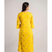 MAUKA - Yellow Rayon Women's Straight Kurti ( Pack of 1 ) - None