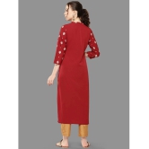 Janasya Rayon Printed Straight Womens Kurti - Red ( Pack of 1 ) - None