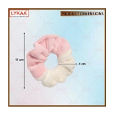 LYKAA Fur Microfabric Hair Scrunchies Elastics Ponytail Holders for Women & Girls - 3 Pcs Multicolor - Multi