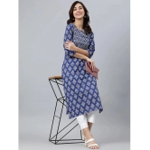 Janasya - Blue Cotton Womens Straight Kurti ( Pack of 1 ) - None