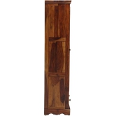 Solid Teak Wood 2 Door With Drawers Wardrobe-Brown