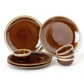 Handcrafted Stoneware Reactive Glaze Ceramic Dinner Set, 8 Pieces Serving for 4, Microwave and Dishwasher Safe, Bone-ash Free, Crockery Set for Dining and Gifting, Peanut Brown