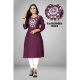 Womens Beautiful Cotton Mirror Work Straight Kurta-L / Purple