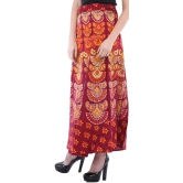 Oxblood-Red Block-Printed Sanganeri Wrap-Around Skirt from Pilkhuwa