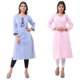 DESHBANDHU DBK - Multicolor Cotton Womens Straight Kurti ( Pack of 2 ) - None