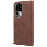 NBOX Brown Flip Cover Artificial Leather Compatible For Oppo Reno 10 Pro Plus ( Pack of 1 ) - Brown